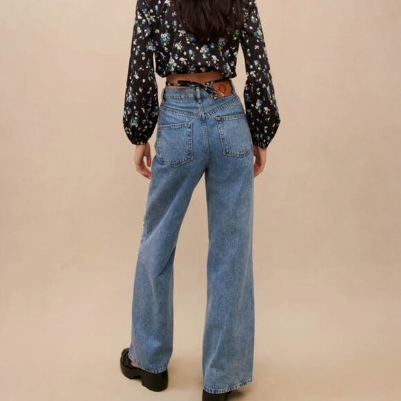 Maje Wide Leg Jeans Beaded Embellishment FR 40 US L - Picture 4 of 12